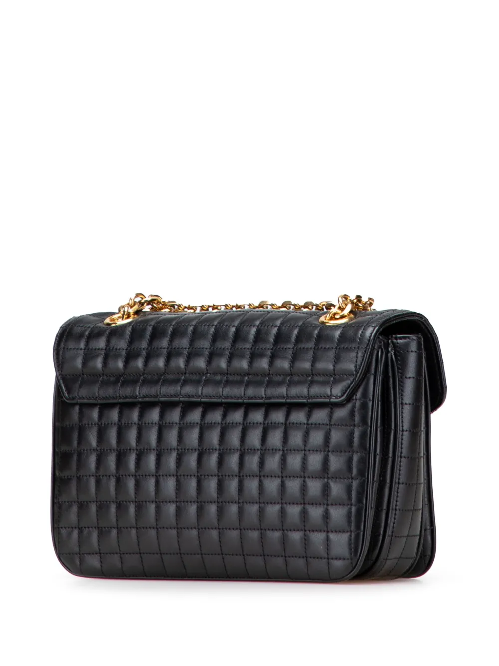Pre-owned Celine 2018 Medium Quilted Calfskin C Crossbody Bag In Black
