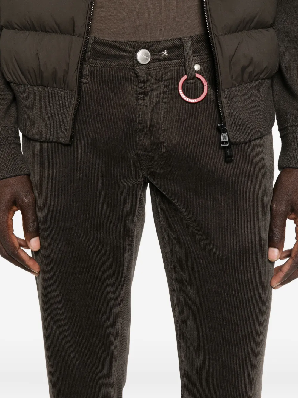 Sartoria Tramarossa Ring-detail Corduroy Trousers In Brown