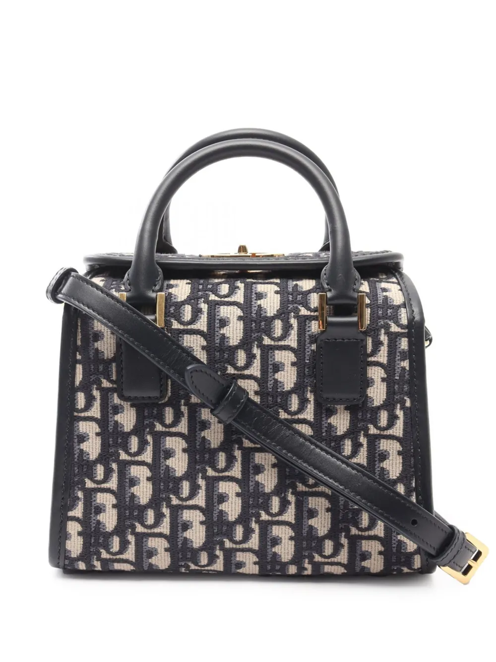Pre-owned Dior 2021-2025 Oblique Canvas Satchel In Blue