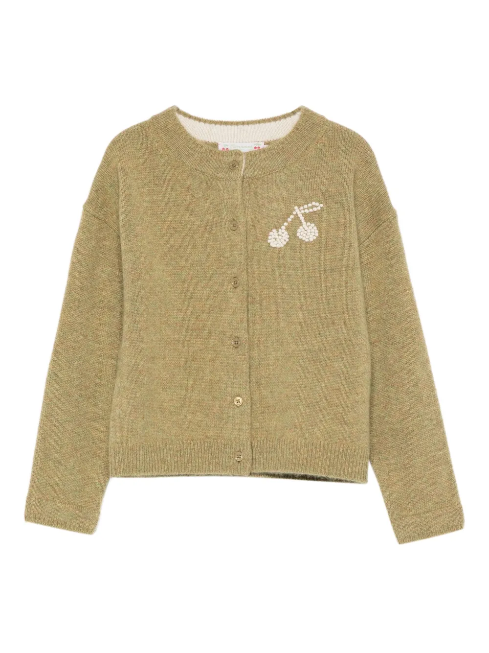 Bonpoint cherry-embellished cardigan Groen