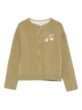 Bonpoint cherry-embellished cardigan - Green