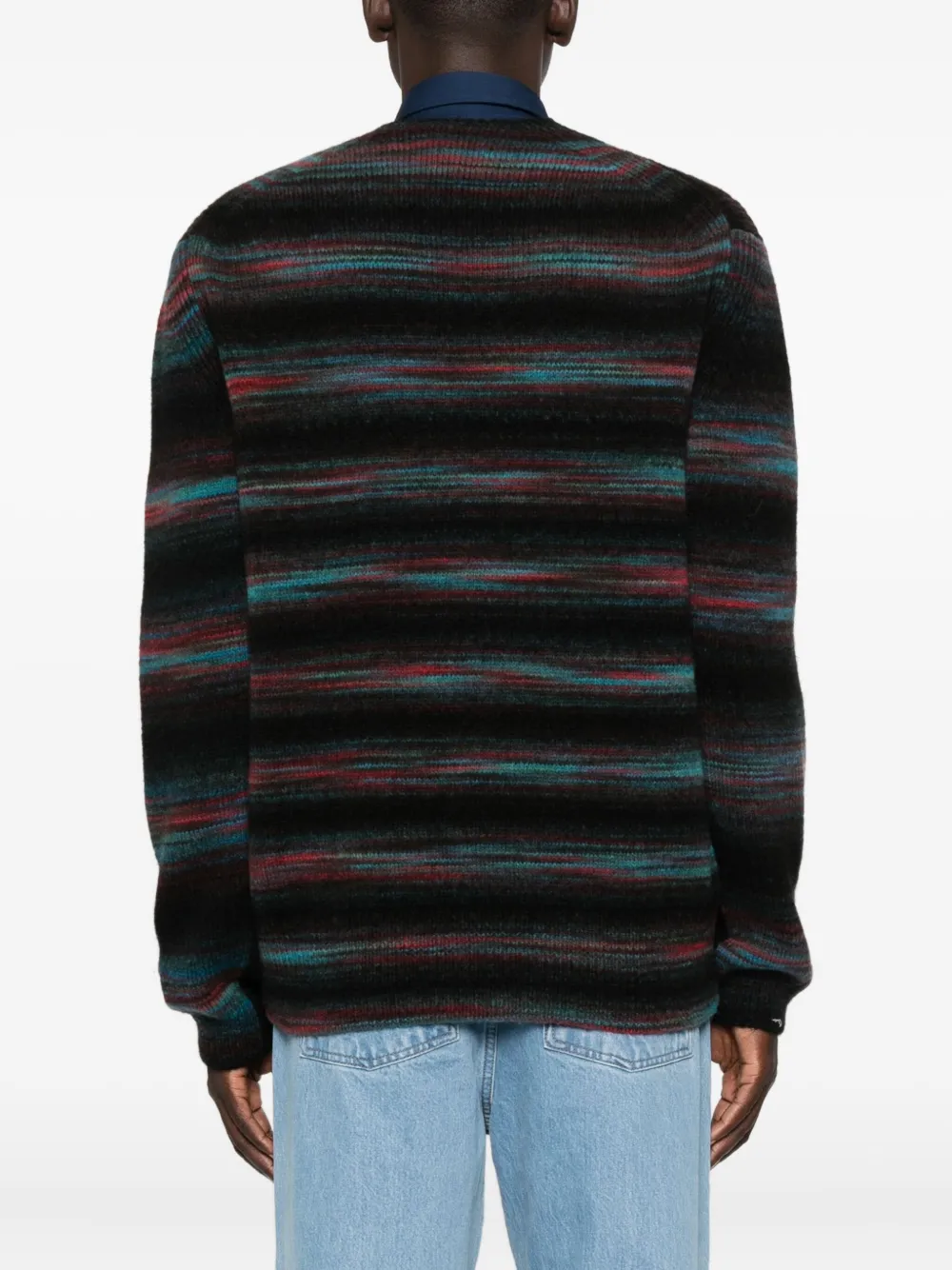 Paul Smith Striped V-neck Long Sleeve Knitwear In Black