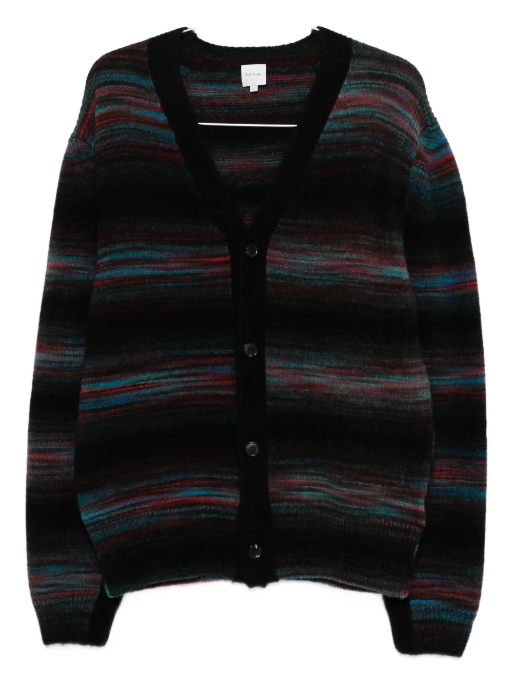 Paul Smith Striped V-neck Long Sleeve Knitwear In Black