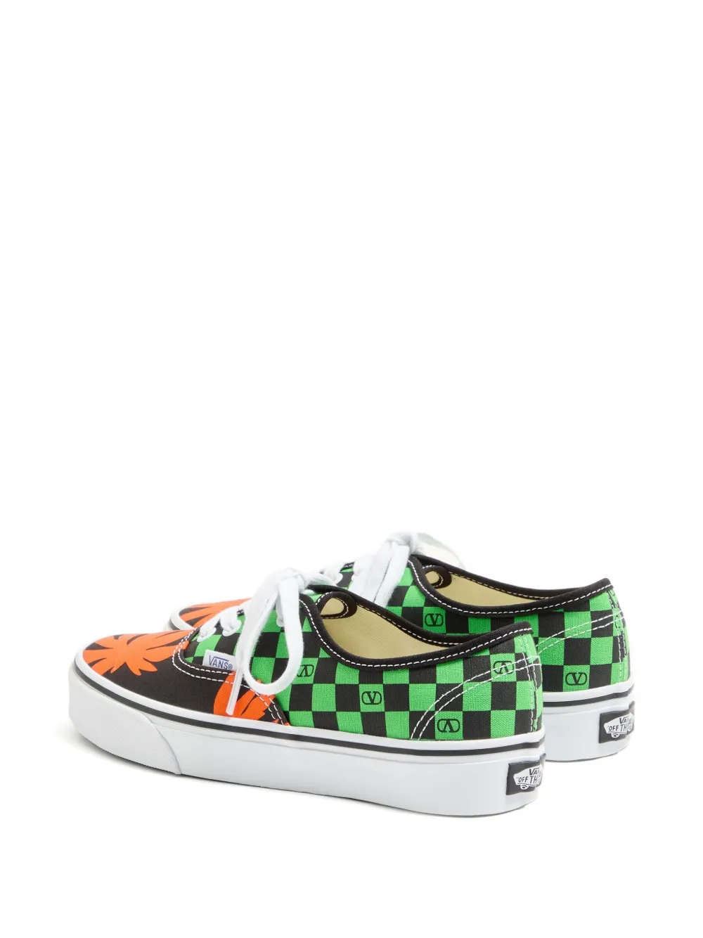 Valentino X Vans Checkerboard Tropical-leaf Sneakers In Multi