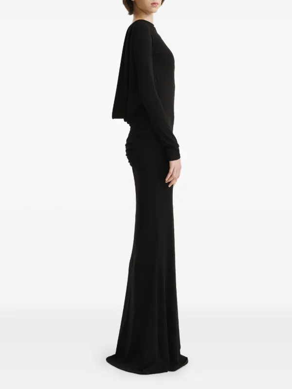 knee length dresses for ladies SATIN BIAS COWL BACK MAXI | BLACK — THIRD FORM main image 1