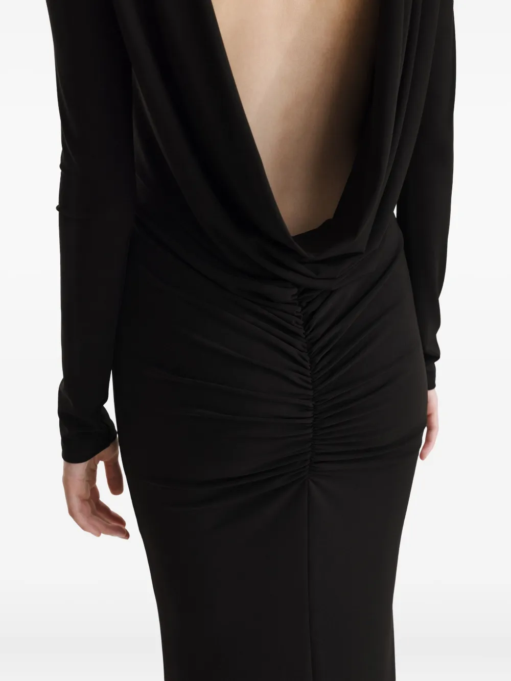 2310 STUDIO Maxi-jurk met gedrapeerde rug Zwart