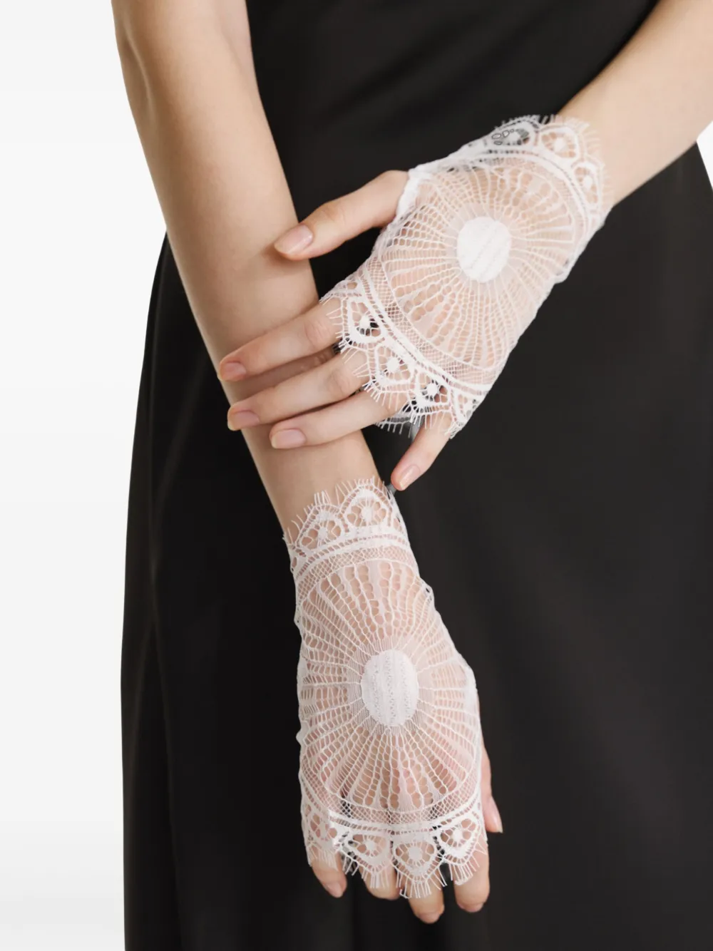 2310 STUDIO lace-detailed fingerless gloves Wit