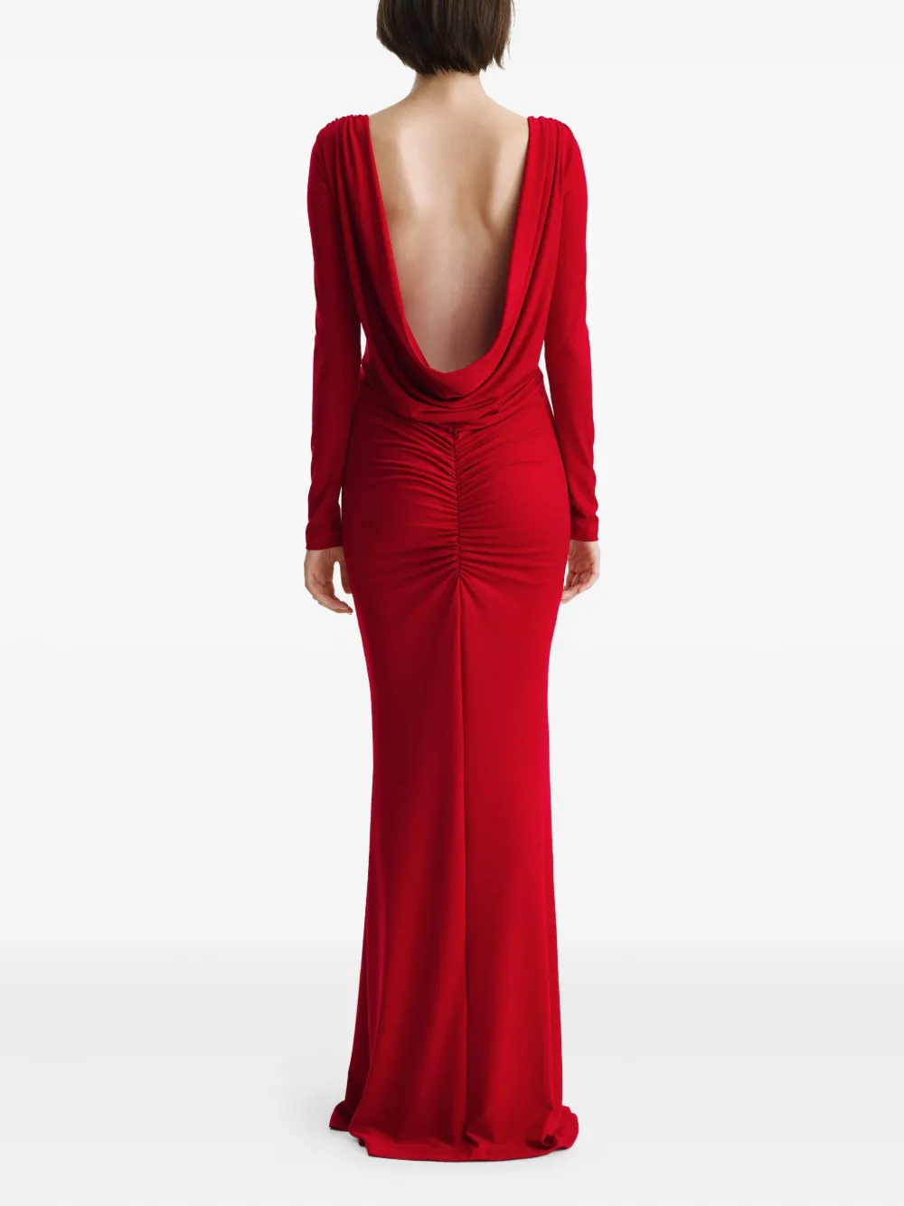 2310 STUDIO cowl-back gown Rood