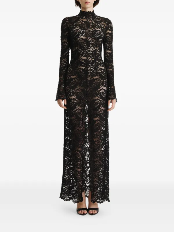2310 STUDIO Lace mock-neck Maxi Dress | Black | FARFETCH