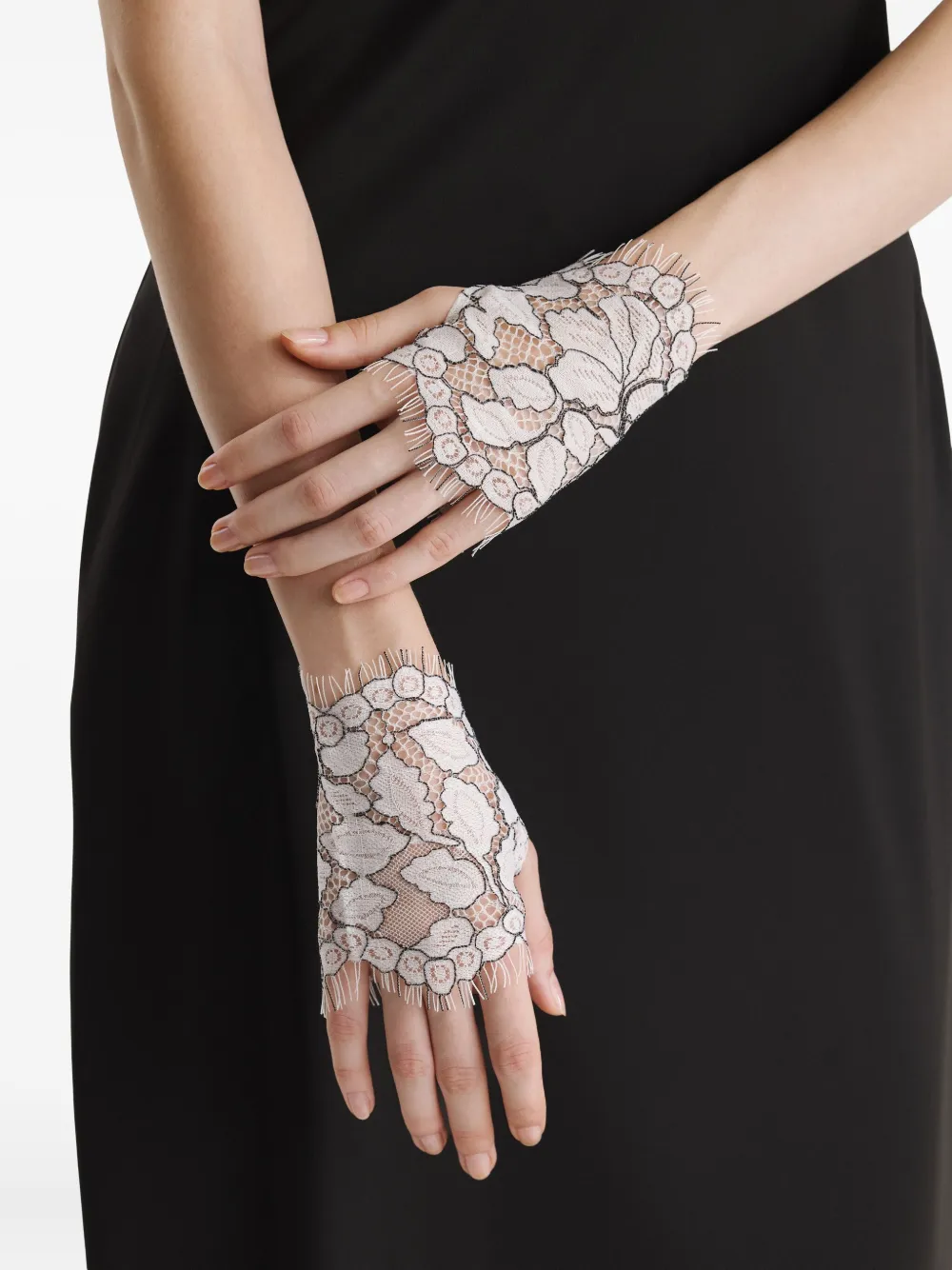 2310 STUDIO crochet-lace fingerless gloves Wit