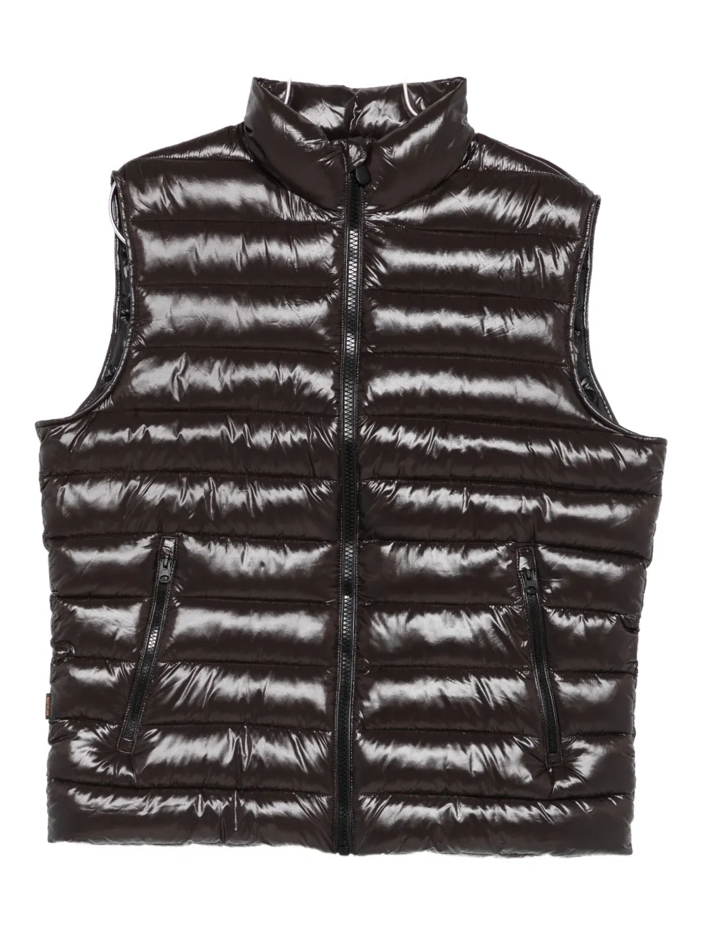 Save The Duck Quilted Zip-front Waistcoat In Brown
