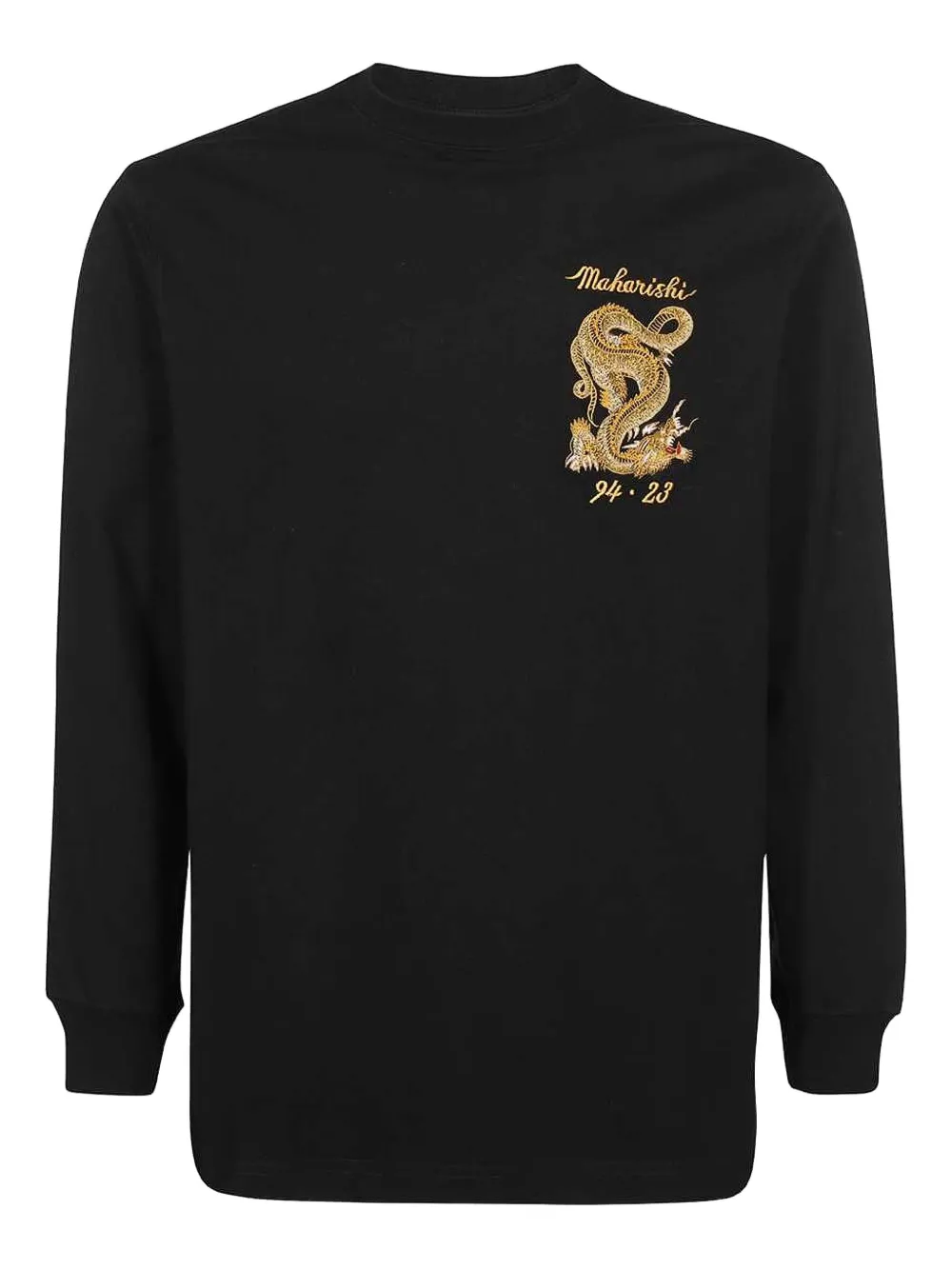 Maharishi dragon-embroidered long-sleeve T-shirt Zwart