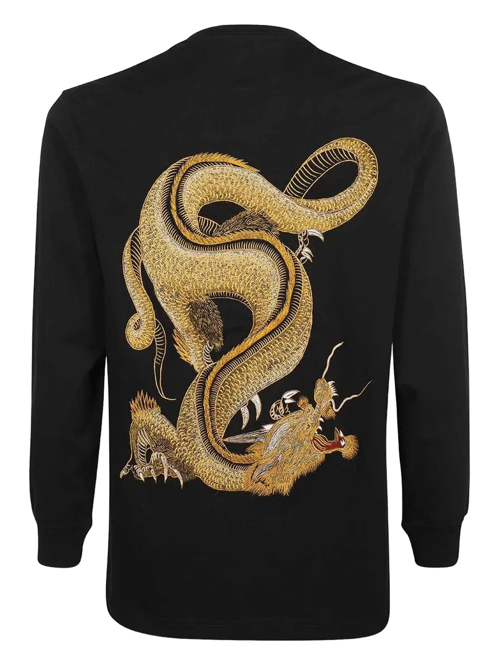 Maharishi dragon-embroidered long-sleeve T-shirt - Zwart