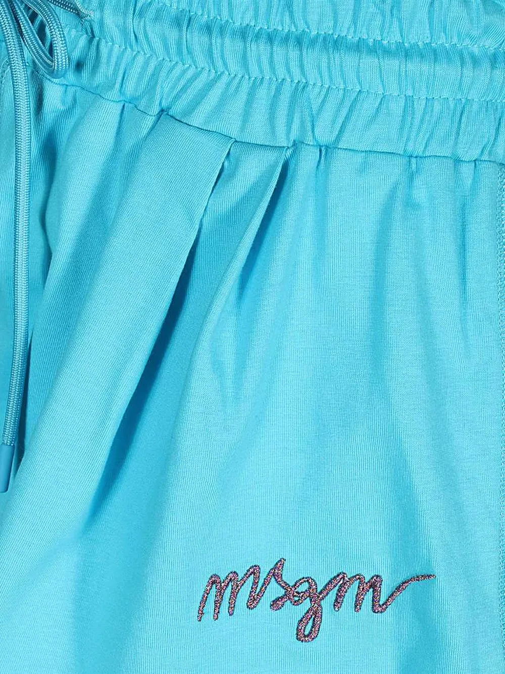 MSGM elasticated-waistband embroidered-logo shorts Blauw