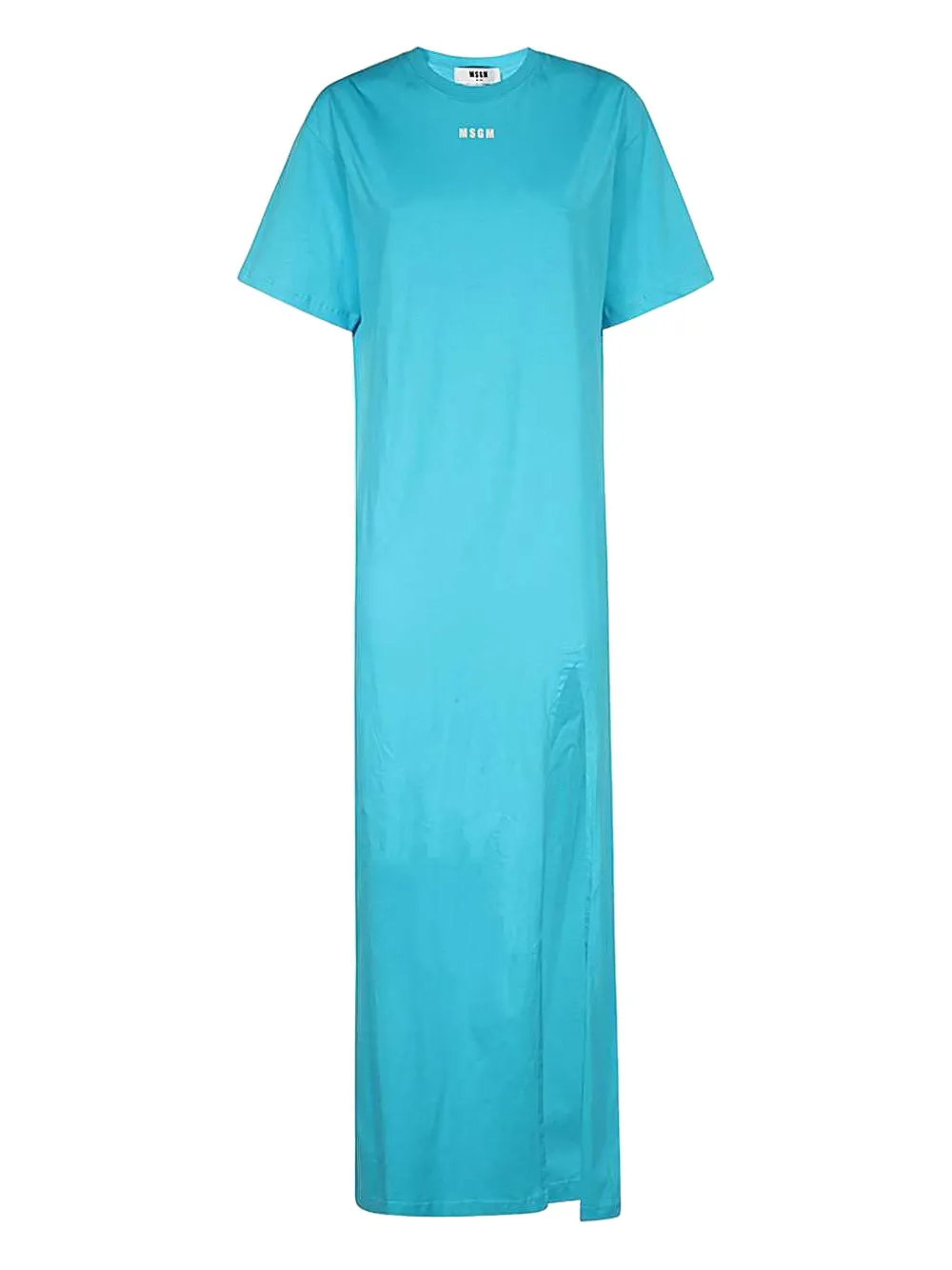MSGM logo-print side-slit maxi dress Blauw