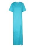 MSGM logo-print side-slit maxi dress - Blue