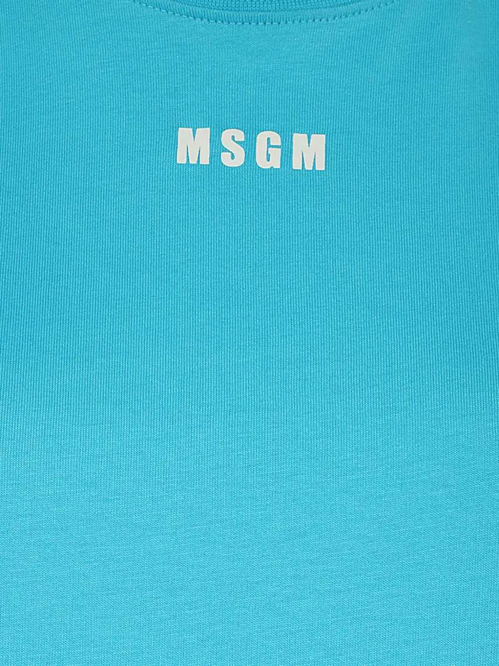 MSGM logo-print side-slit maxi dress Blauw
