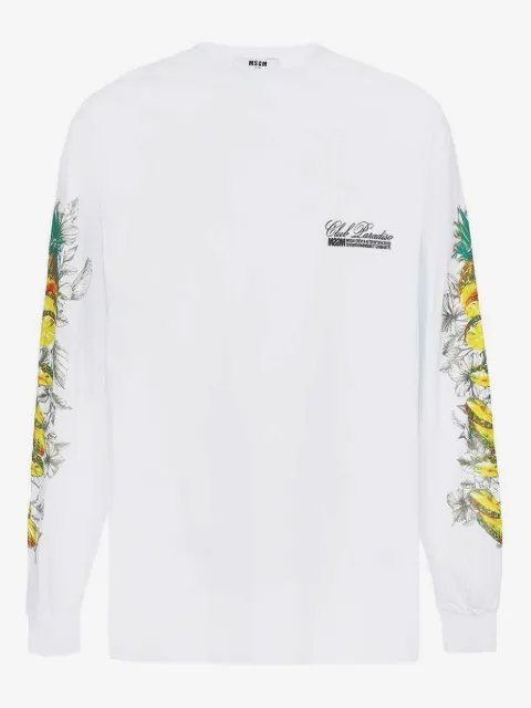 MSGM long-sleeve fruit-print T-shirt
