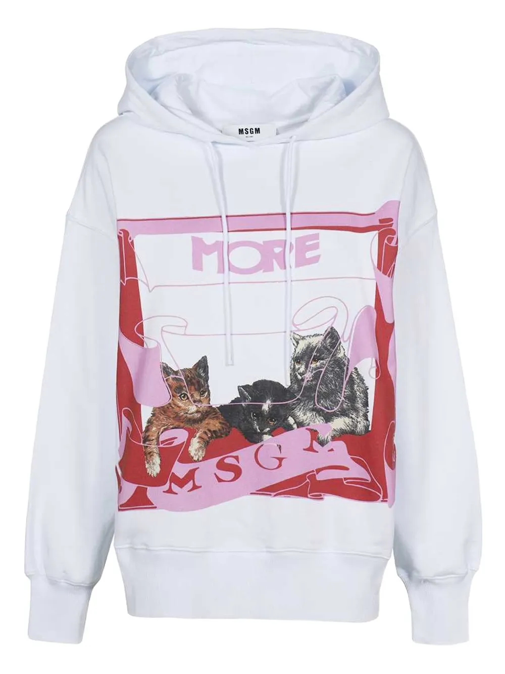 MSGM cat-print cotton hoodie Wit