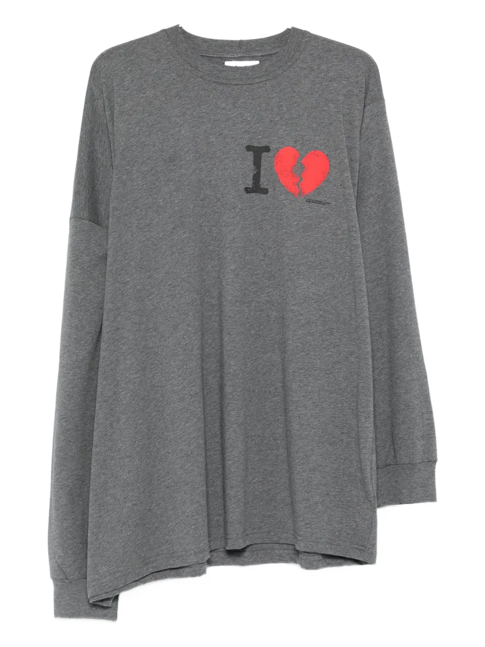 Magliano Broken-heart Print Long-sleeved T-shirt In Gray