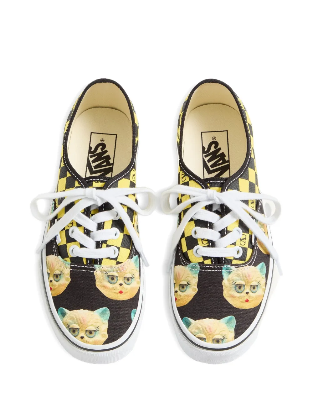 Valentino X Vans Checkerboard Cat-print Sneakers In Multi