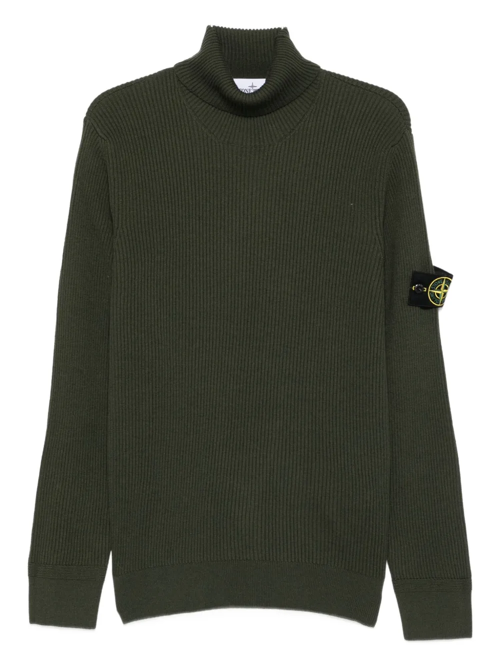 Stone Island Ribbed Turtleneck Sweater In Green