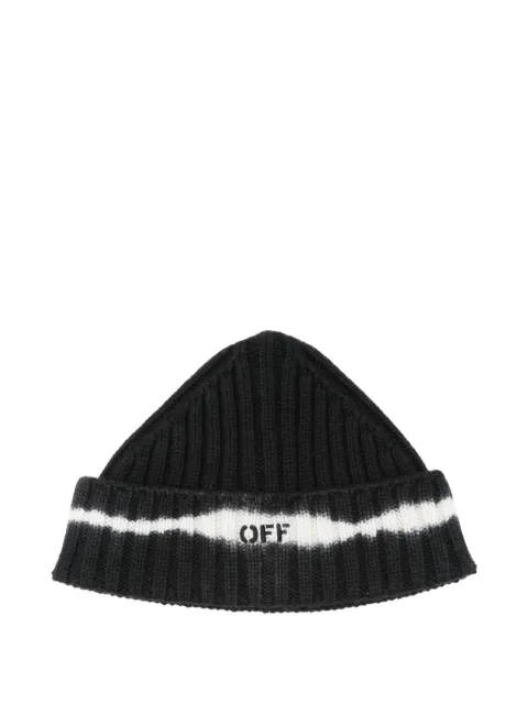 Off-White ribbed-knit beanie