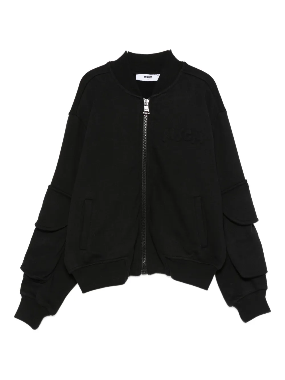 MSGM Kids pocket-detailed zip-up bomber jacket Zwart