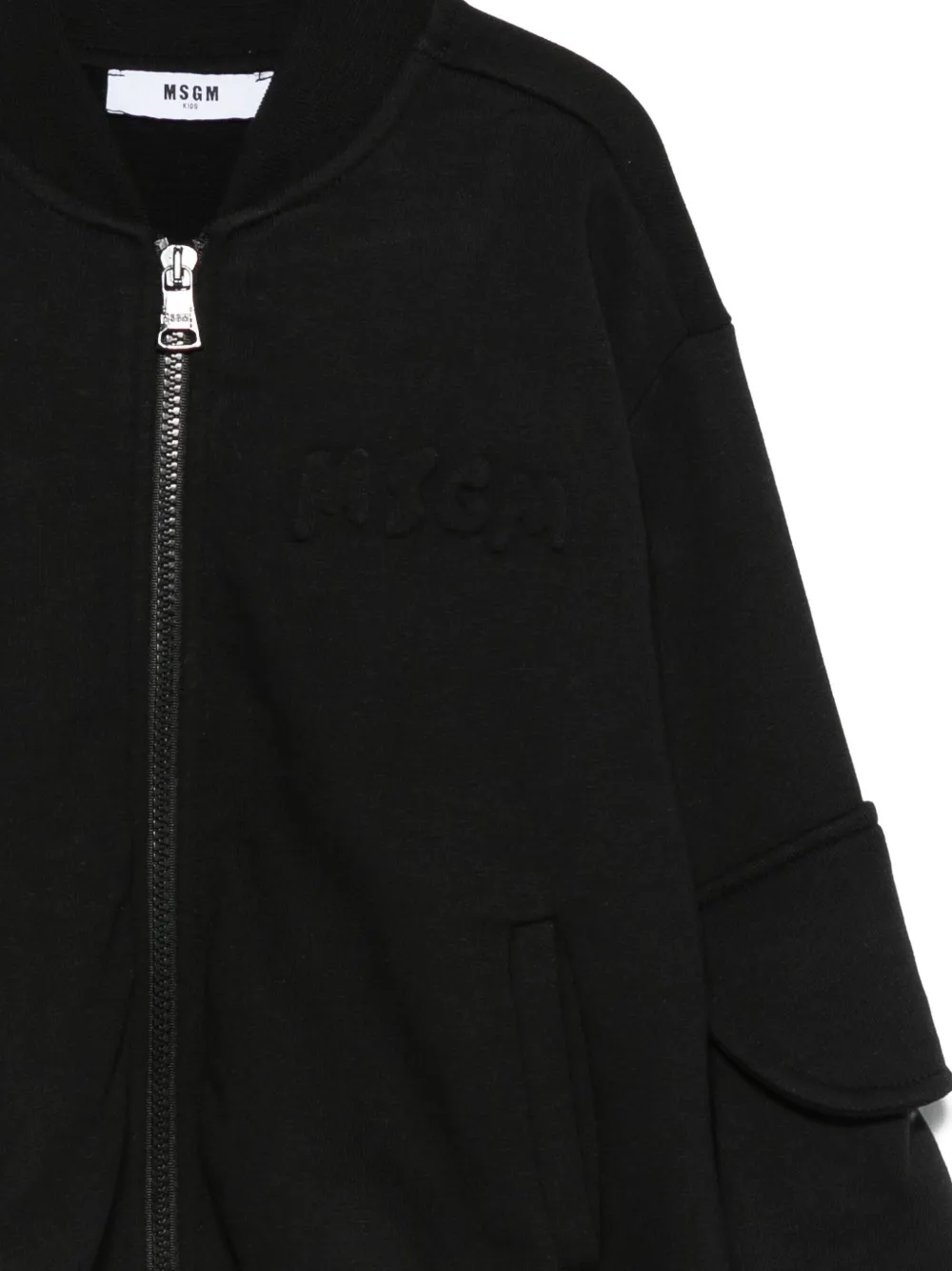 MSGM Kids pocket-detailed zip-up bomber jacket Zwart