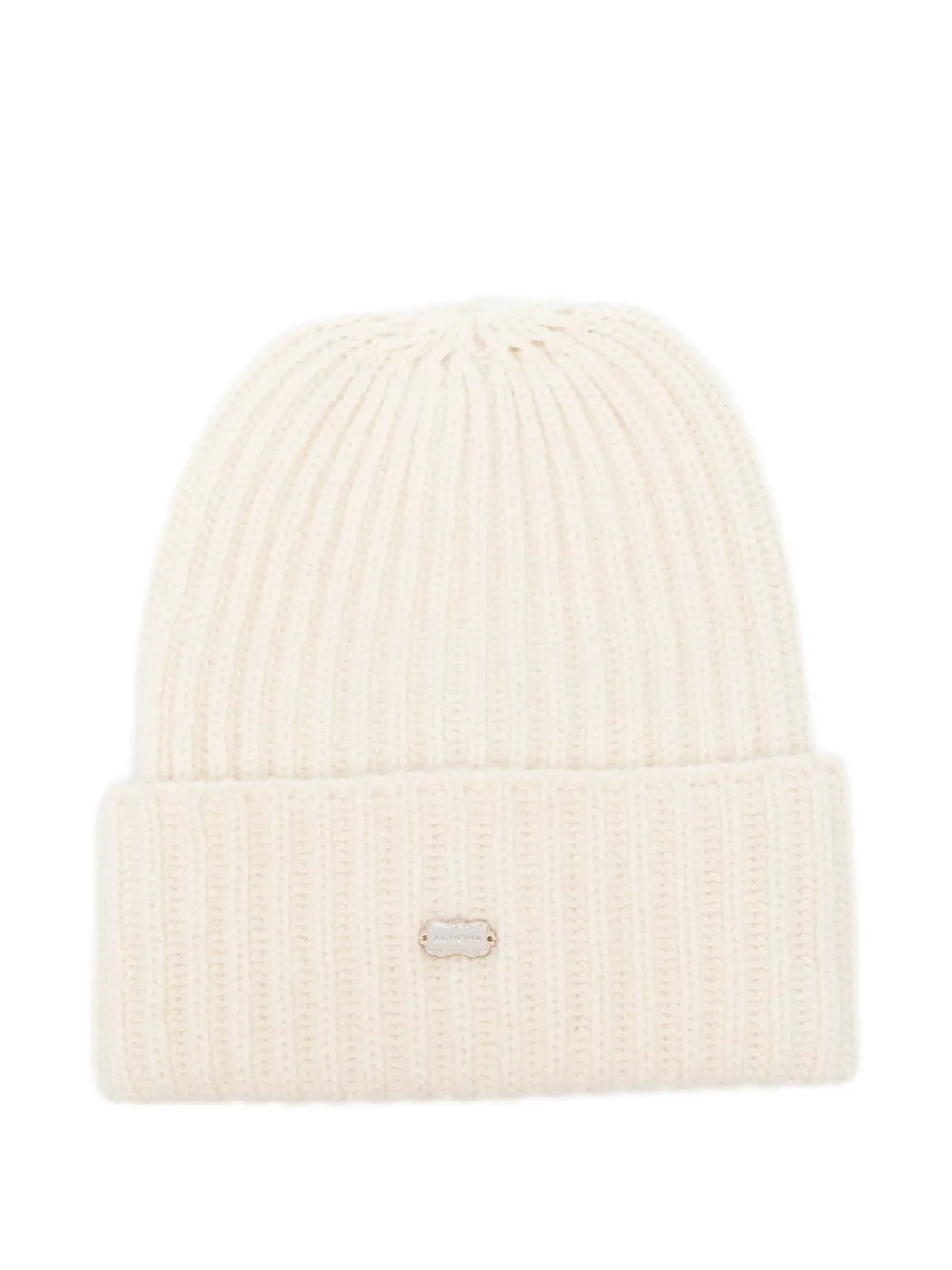 Agnona ribbed logo beanie | Neutrals | Image 1