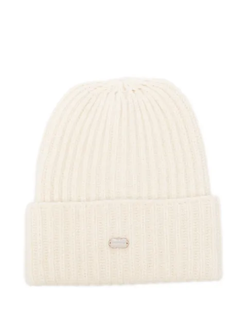 Agnona ribbed logo beanie