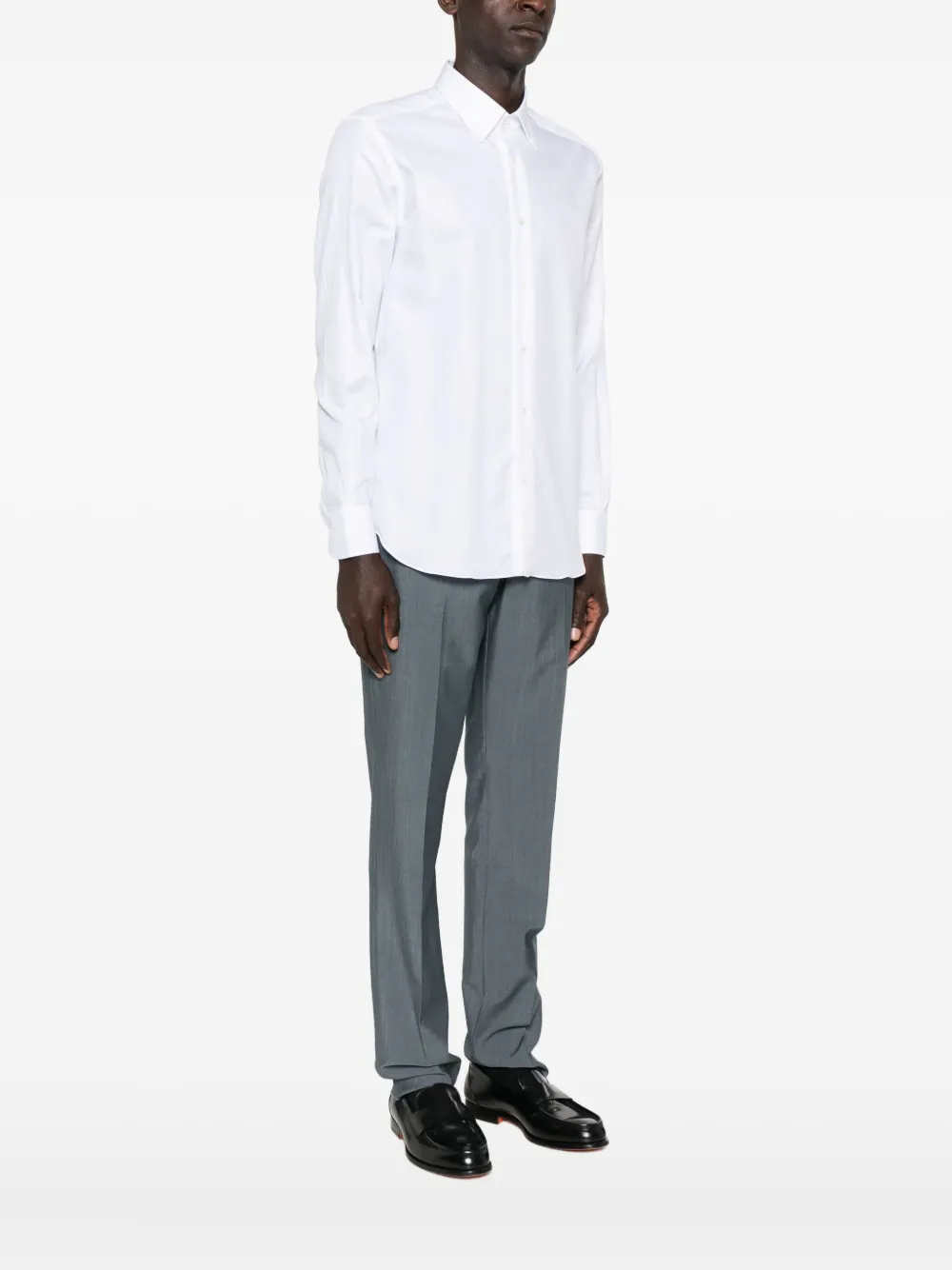 Mazzarelli Button-down Long-sleeved Shirt In White