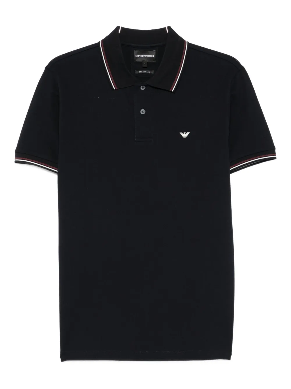 Emporio Armani Blue Short Sleeved Polo Shirt With Embroidery On The Front In Cotton Man In Blue