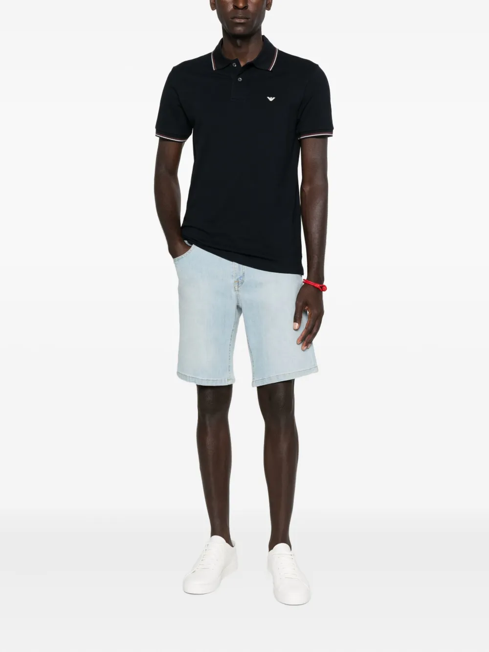 Emporio Armani Poloshirt met gestreepte kraag - Blauw