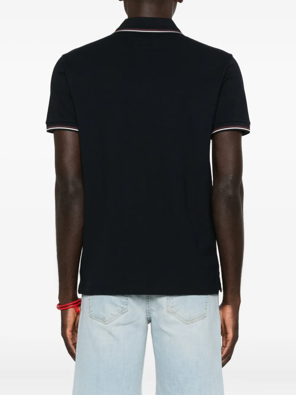 Emporio Armani Blue Short Sleeved Polo Shirt With Embroidery On The Front In Cotton Man In Blue