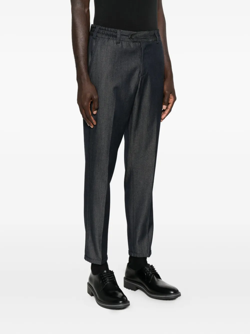 Pt Torino Elastic-waistband Cotton Trousers In Black
