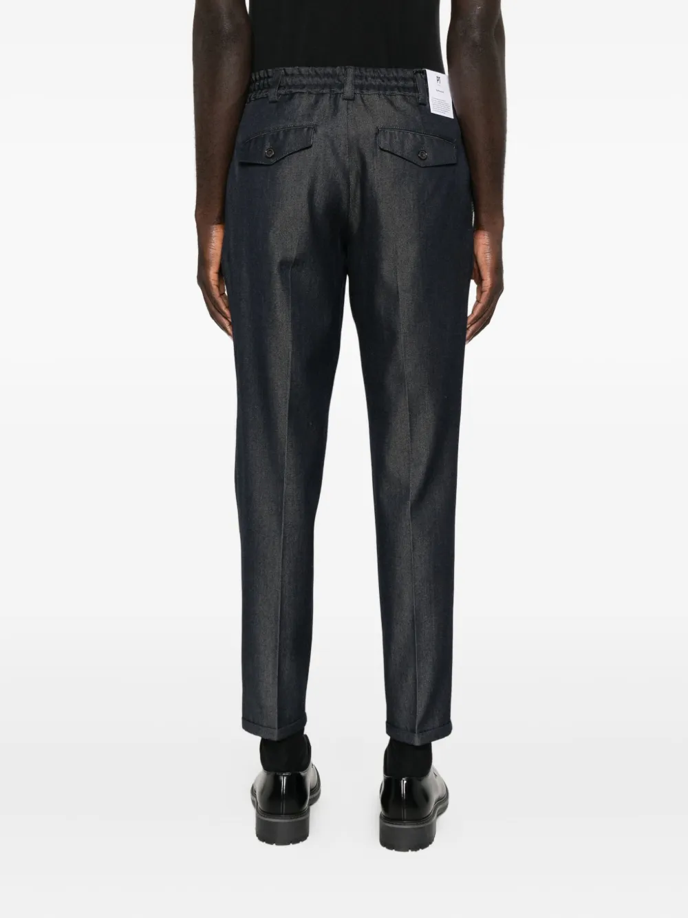 Pt Torino Elastic-waistband Cotton Trousers In Black