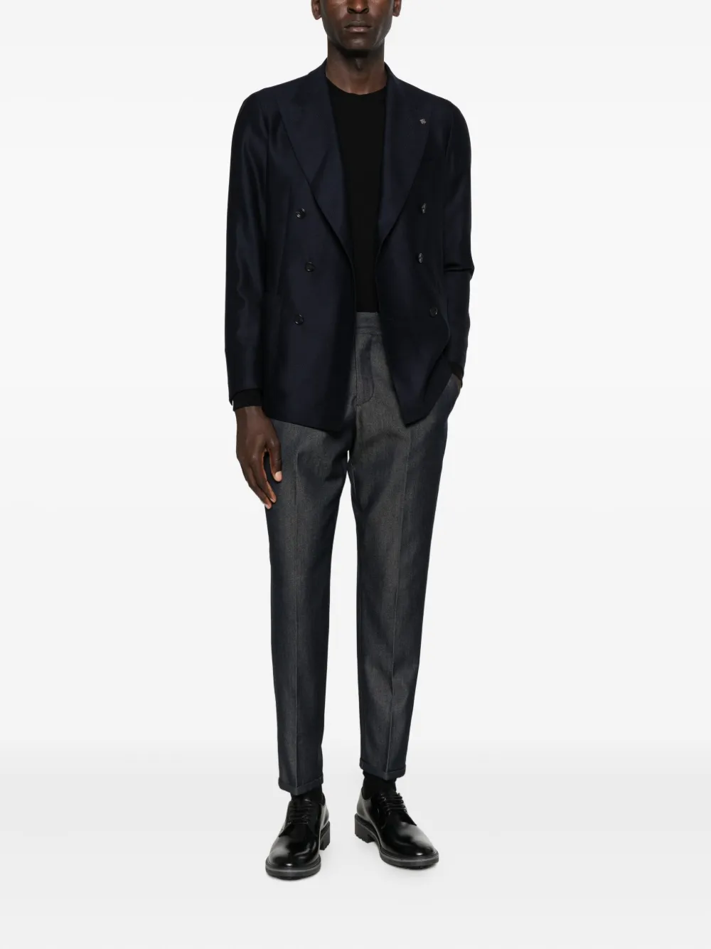 PT Torino elastic-waistband cotton trousers - Blauw