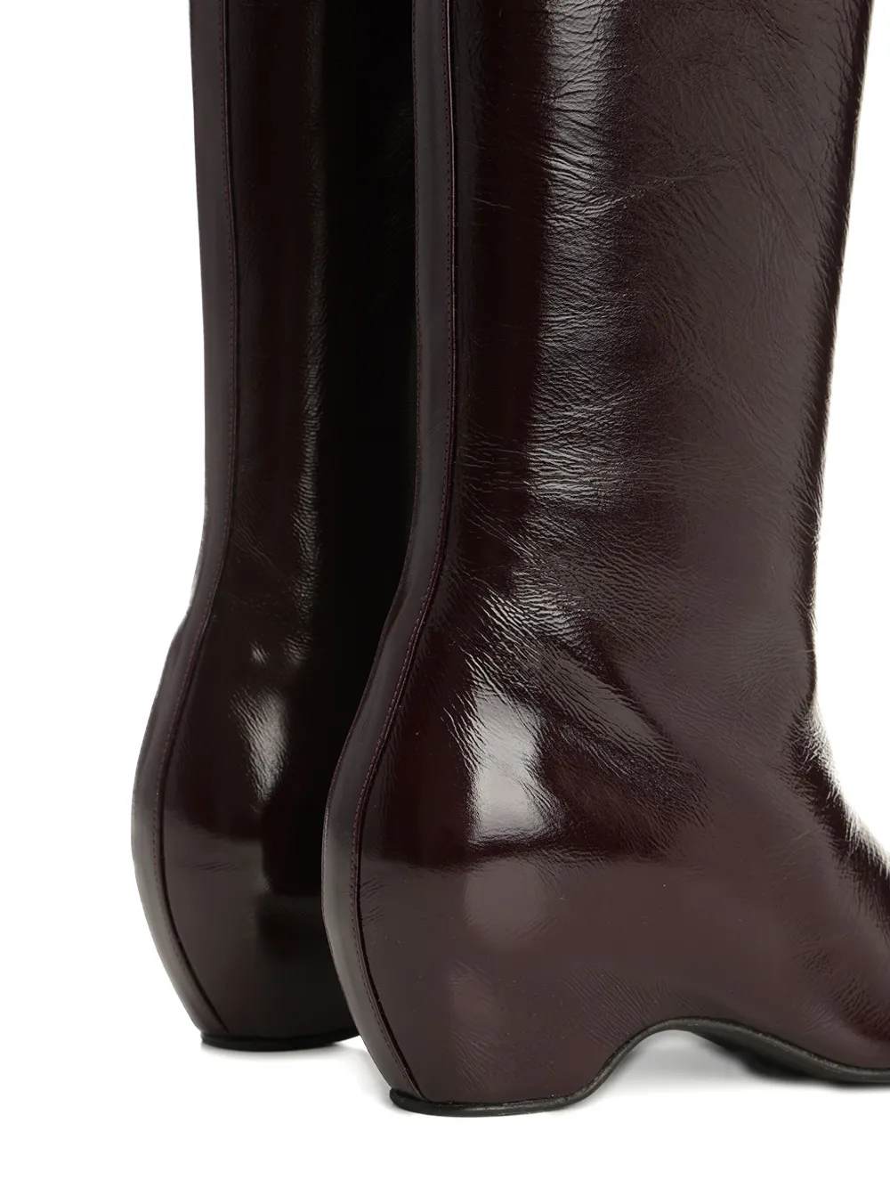 Khaite 40mm Pointed-toe Patent Leather Boots In Brown