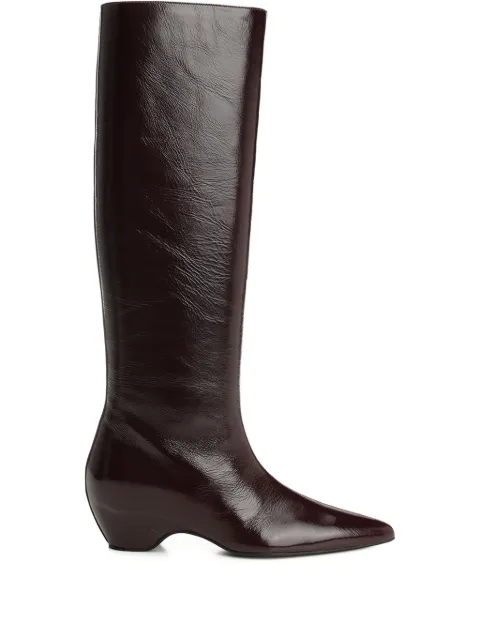 KHAITE 40mm pointed-toe patent leather boots