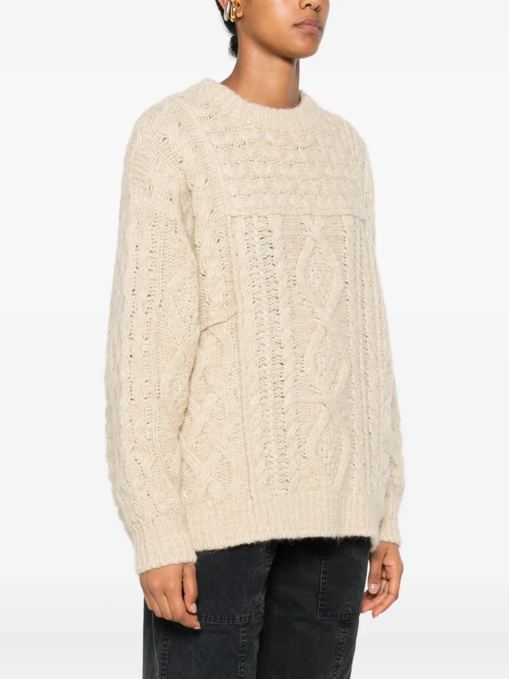  Marant étoile Cable-knit Crew-neck Sweater - Neutrals 