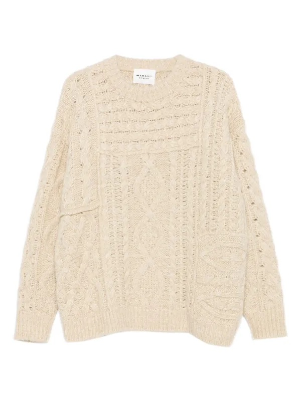 Marant Étoile Cable-knit Crew-neck Sweater in Neutrals
