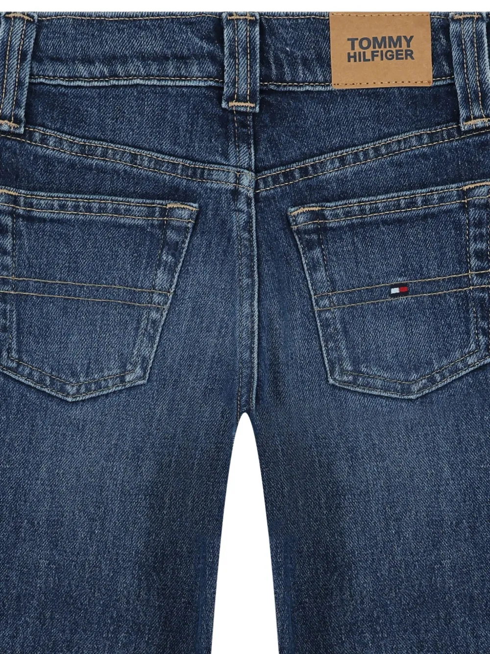 Tommy Hilfiger Junior Washed-out Logo-patch Jeans In Blue