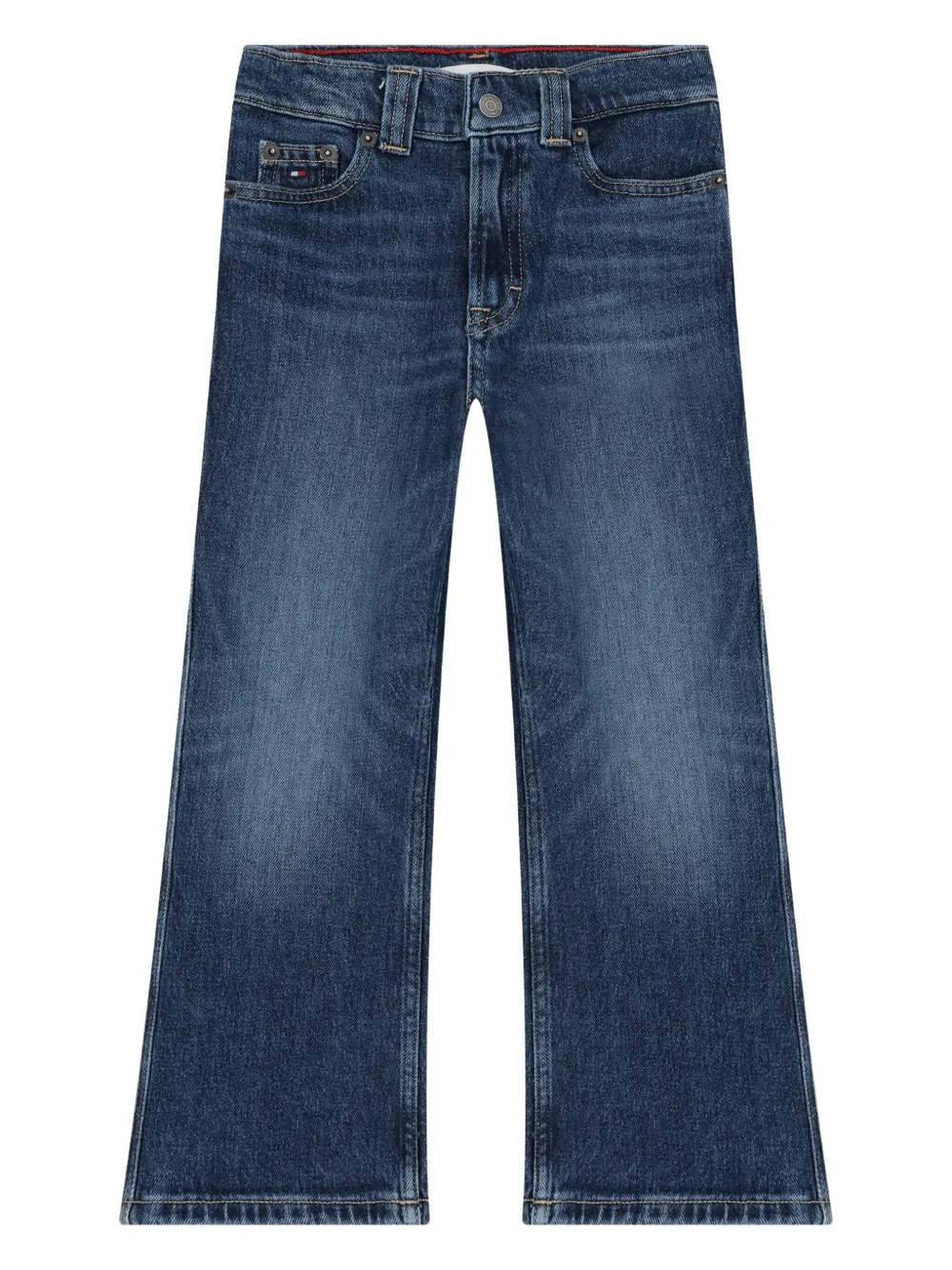 Tommy Hilfiger Junior Washed-out Logo-patch Jeans In Blue