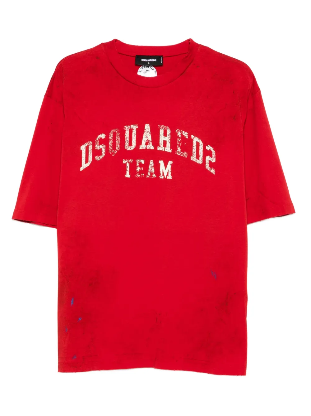 DSQUARED2 distressed logo-print T-shirt | Red | Image 1