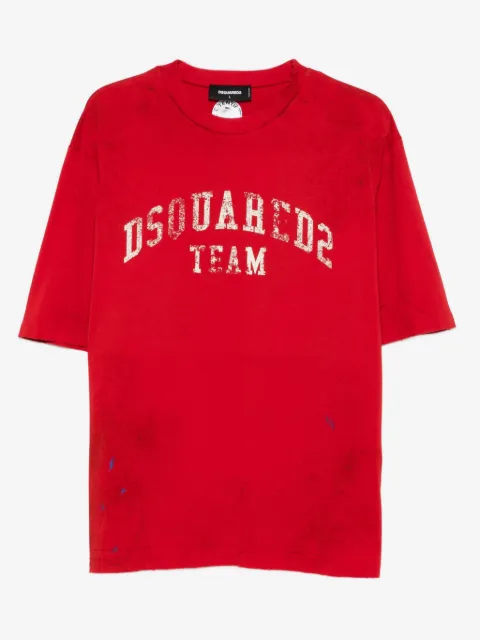 DSQUARED2 playera con logo estampado y efecto envejecido