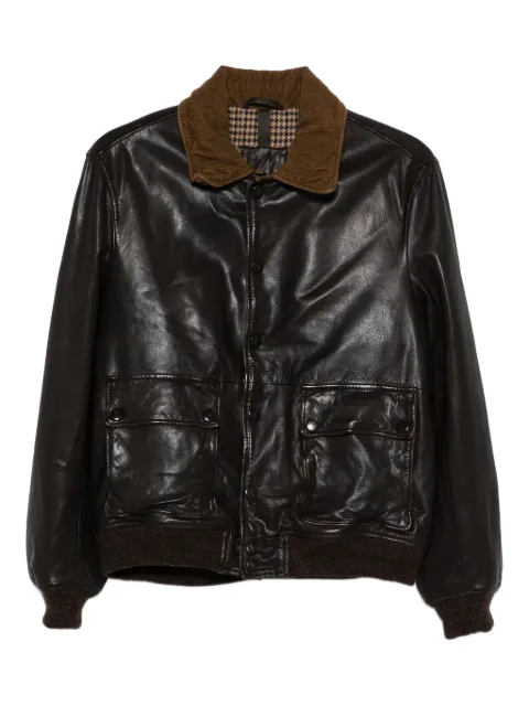 The Jackie Leathers corduroy-collar leather jacket