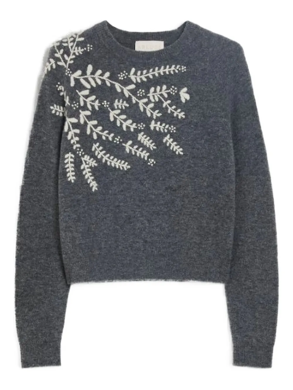 Iblues Liutaio Floral-embroidered Crew-neck Sweater In Gray