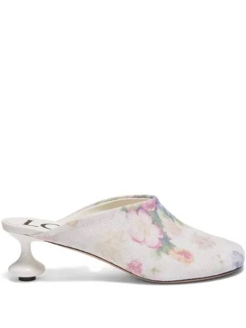 LOEWE 45mm floral print calf leather mules
