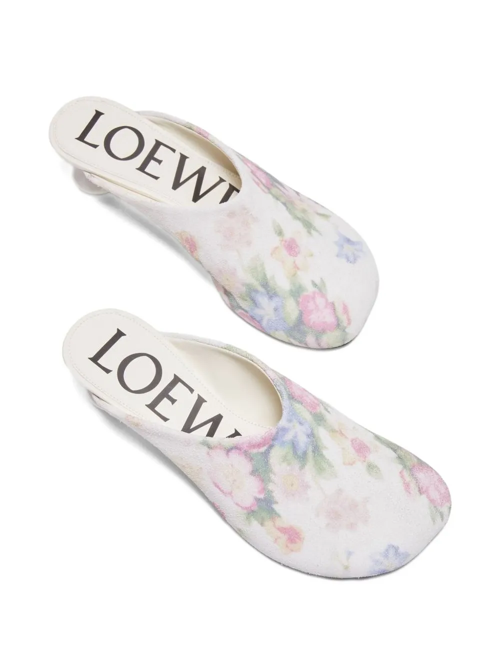 Loewe 45mm Floral Print Calf Leather Mules In Multi